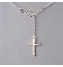 Pendentif collier argent rhodie infini croix