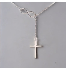 Rhodiated silver infinity cross necklace pendant