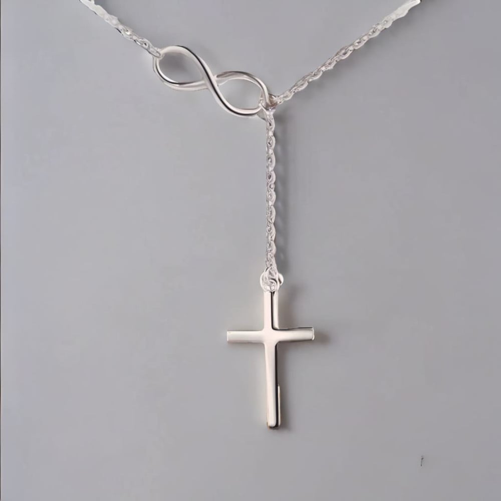 Pendentif collier argent rhodie infini croix