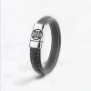 Herrenarmband aus geflochtenem Leder mit Malteserkreuz-Stahlverschluss