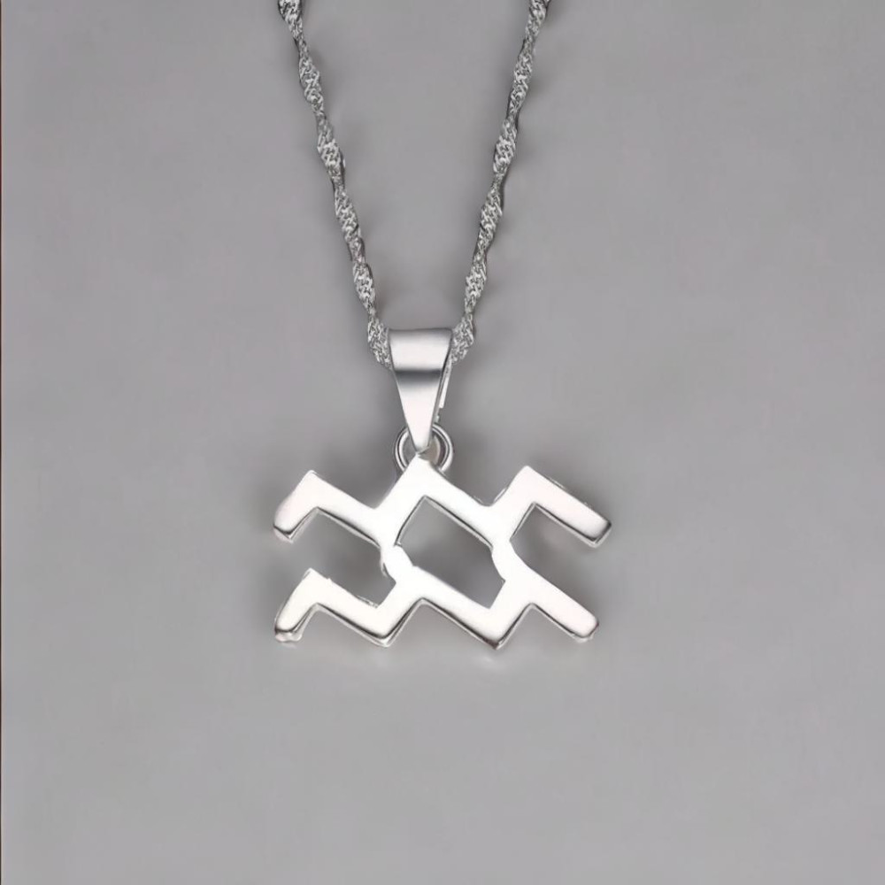 Sterling Silver Aquarius zodiac pendant necklace