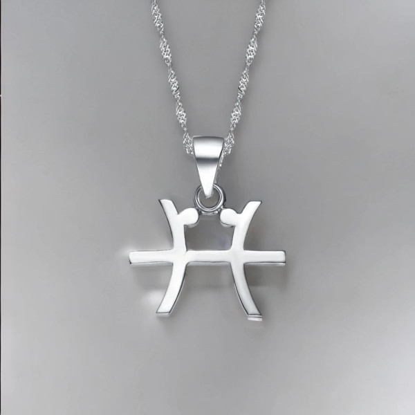 Collana da uomo in argento zodiaco Pesci con pendente