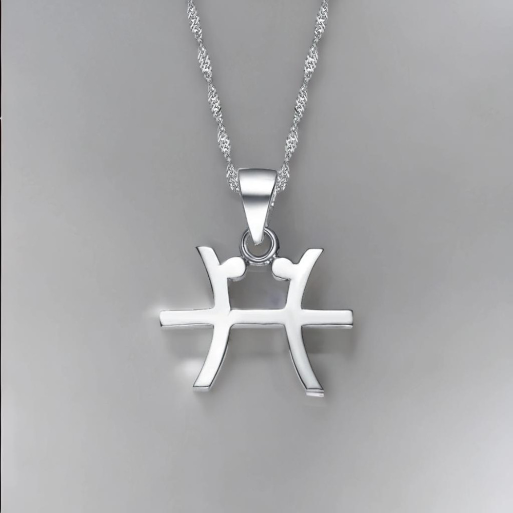 Herenketting met hanger sterrenbeeld Vissen van zilver