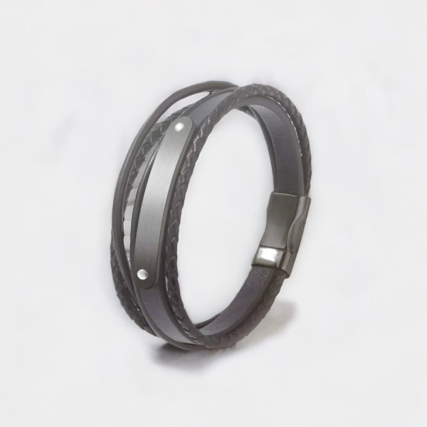 Pulsera personalizada de cuero con cordones múltiples para hombre