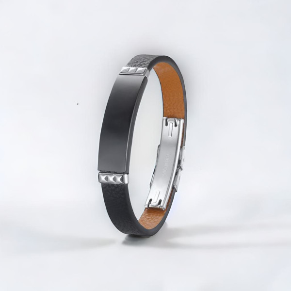 Pulsera de hombre de cuero personalizada para grabar