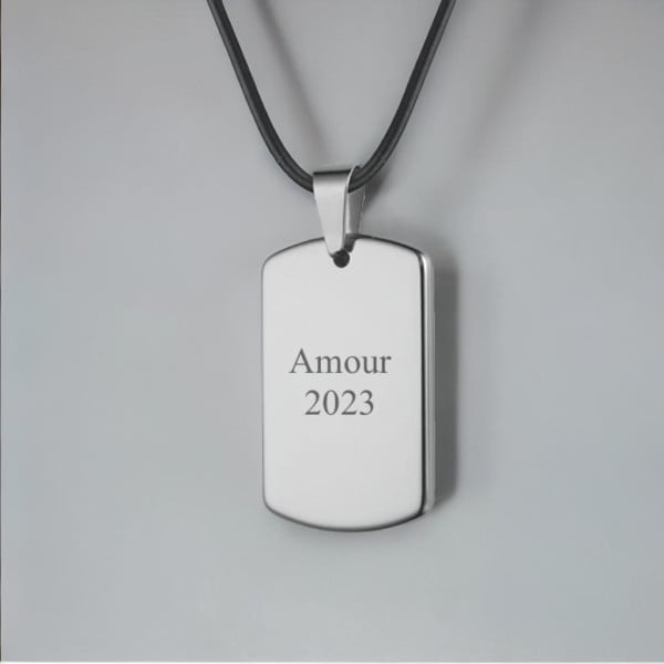 Men's High Polished Tungsten Dog Tag ID Pendant Engraving