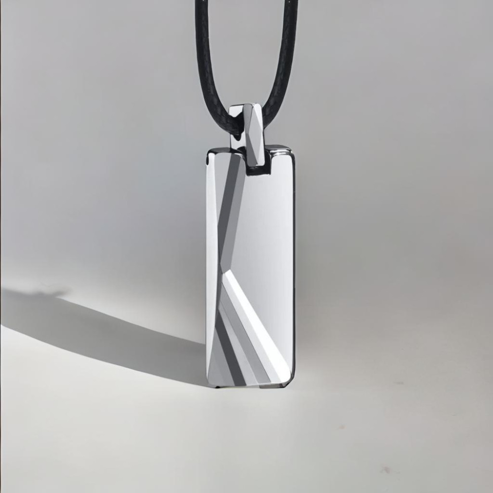 Personalized men's tungsten plaque pendant