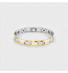 Men's Magnetic Polished Gold Plated Edge Tungsten Carbide Bracelet