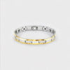 Bracciale da uomo in tungsteno magnetico con bordo placcato in oro