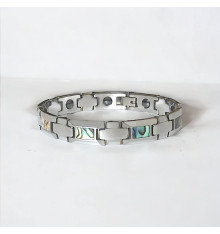 Men's tungsten bracelet with abalone mother-of-pearl links