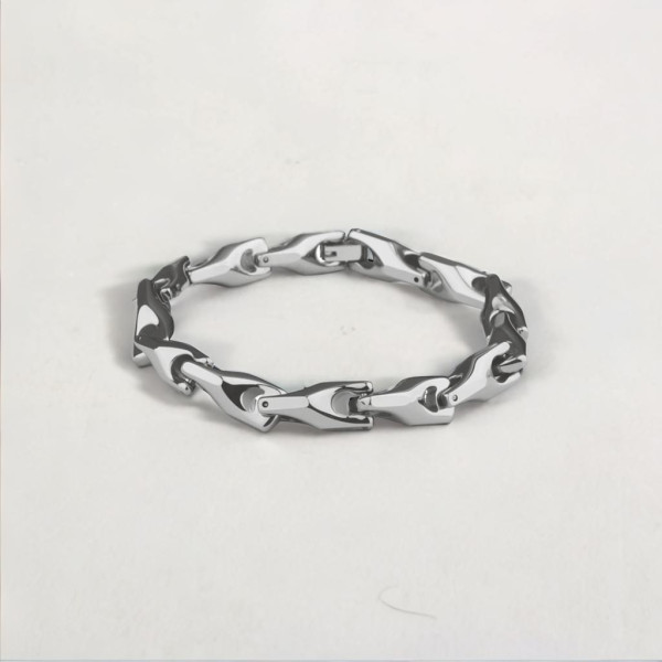 Pulsera de cadena de eslabones de tungsteno facetado pulido para hombre