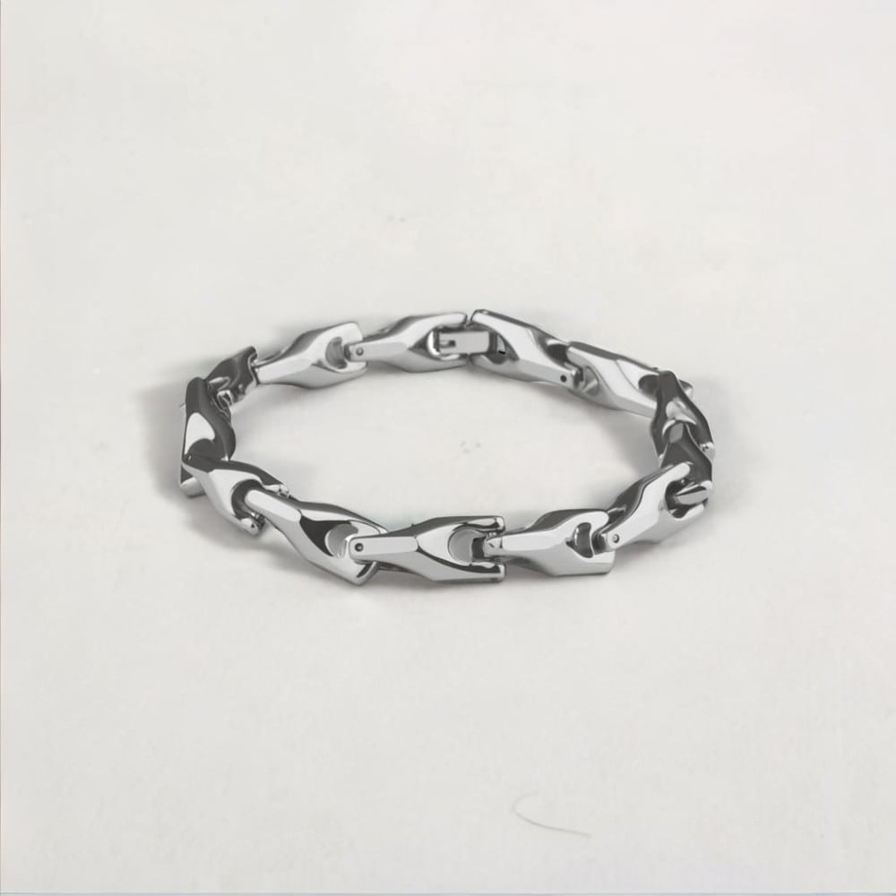Bracelet homme chaine maillon tungstene facettes polie