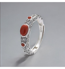 Red onyx celtic silver ring