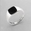 Bague ouverte chevaliere argent resine noir