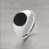 Bague ouverte chevaliere argent resine noir