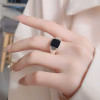 Bague ouverte chevaliere argent resine noir