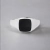 Bague ouverte chevaliere argent resine noir