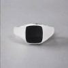 Bague ouverte chevaliere argent resine noir