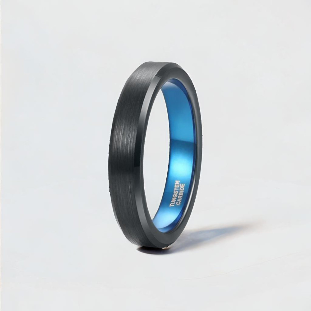 Custom brushed tungsten wedding ring