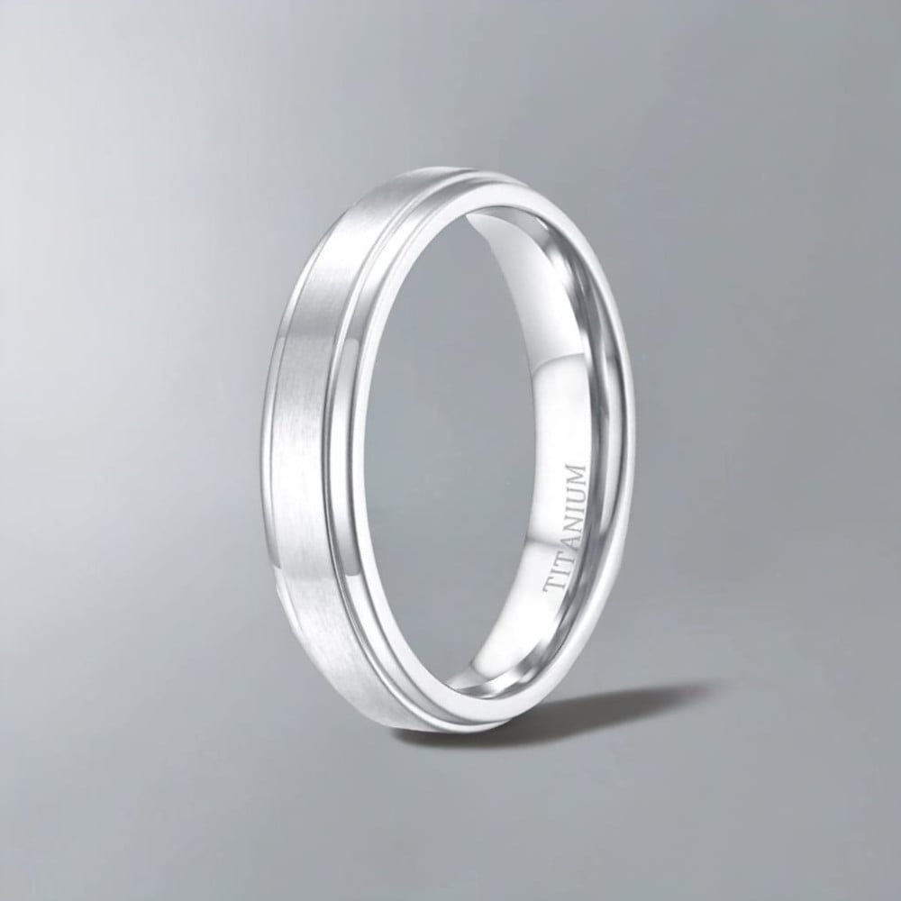4mm Bague de mariage titane brosse personnalisee