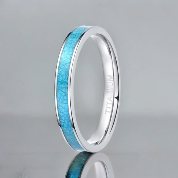 Bague mariage personnalisable titane turquoise