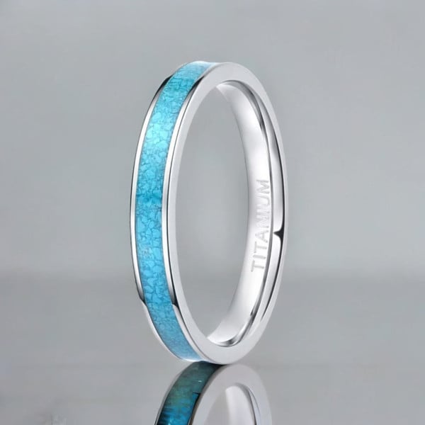 Bague mariage personnalisable titane turquoise