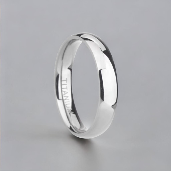 Anillo de bodas de titanio con cúpula pulida personalizable