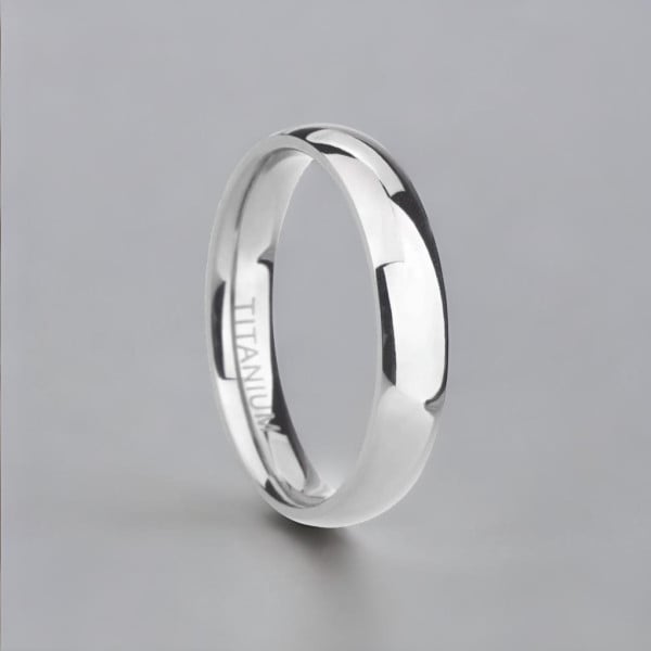 Customizable titanium wedding ring with polished dome