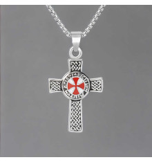 Pendentif homme croix celtique acier finition polie