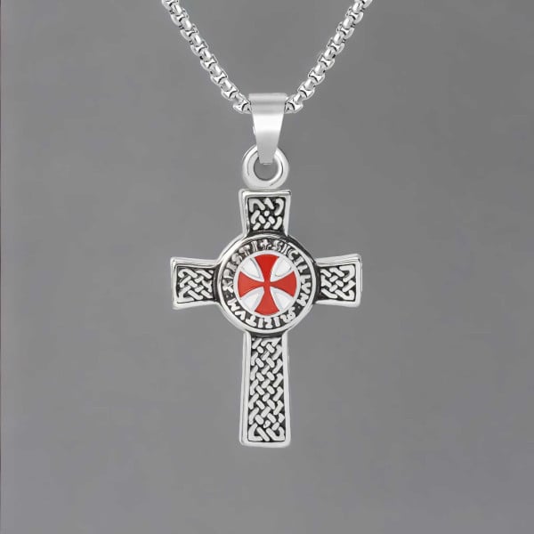 Men's Celtic cross pendant in polished finish steel