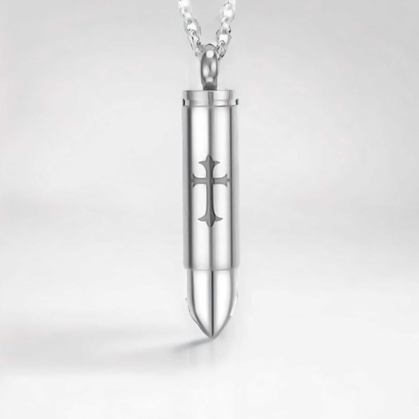Men's Ball Stainless Steel Cross Engraving Pendant Necklace