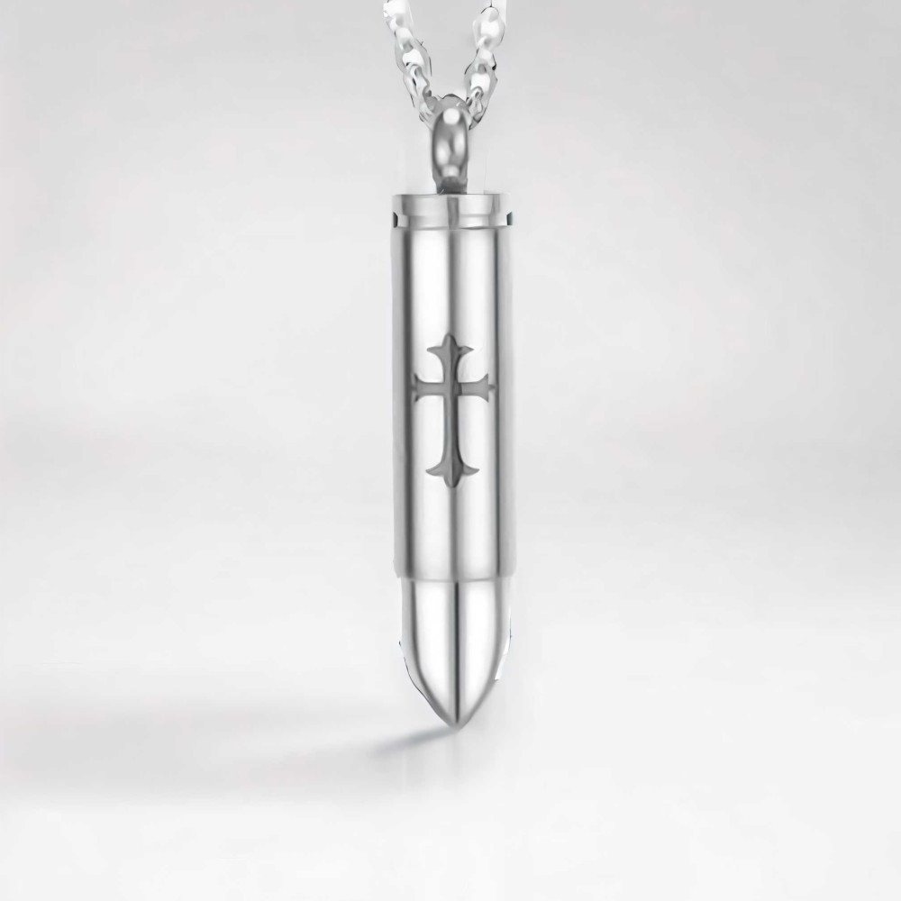 Men's Ball Stainless Steel Cross Engraving Pendant Necklace