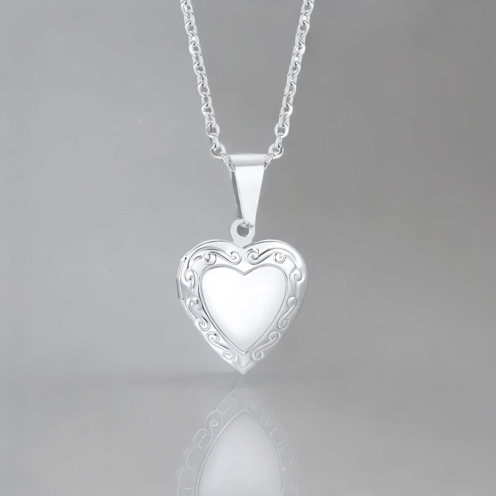 Pendentif acier coeur photo personnalisable