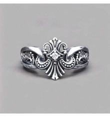 Anello da cavaliere in argento aperto giglio