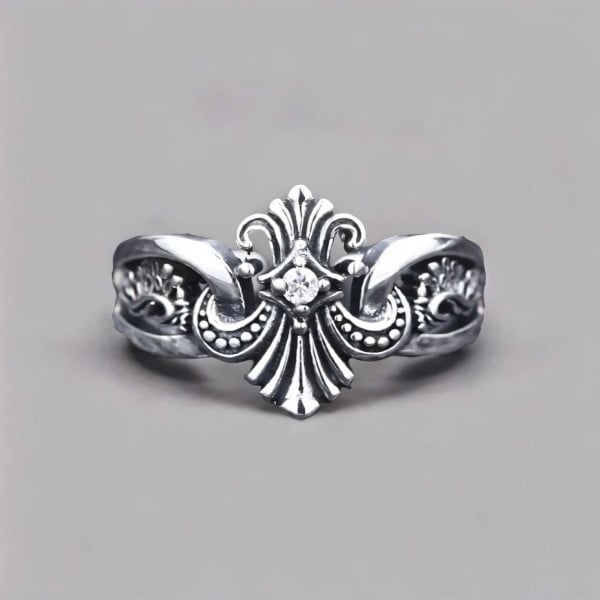 Bague chevaliere argent ouvert fleur de lys