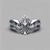 Bague chevaliere argent ouvert fleur de lys