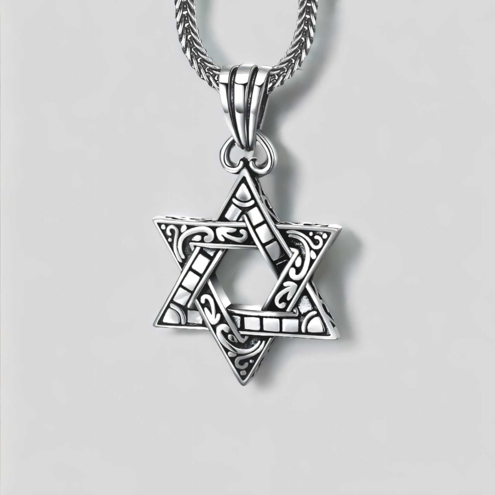 Pendentif argent étoile de david celtique