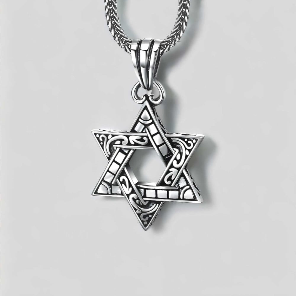Pendentif argent étoile de david celtique