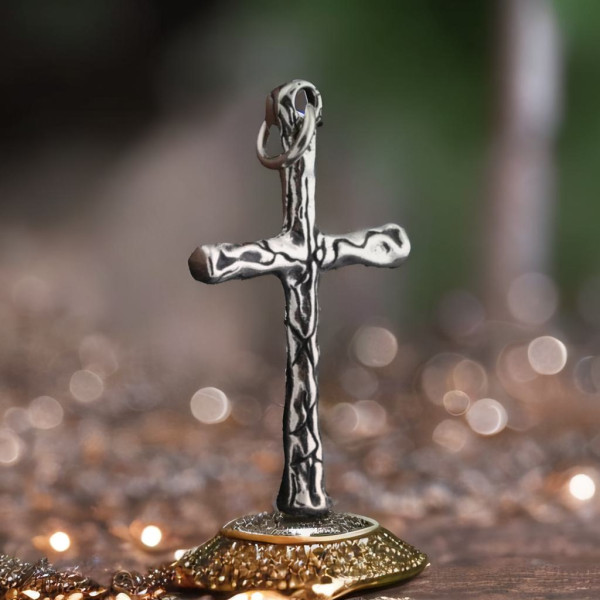 Pendentif Croix Torsadée Pentagramme En Argent 925 - Style Mystique Numéro 134