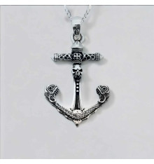 925 silver pendant viking pirate skull anchor