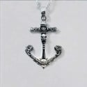 Pendentif argent 925 ancre viking pirate tete de mort