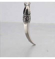 Men's silver pendant canine tooth OM pattern