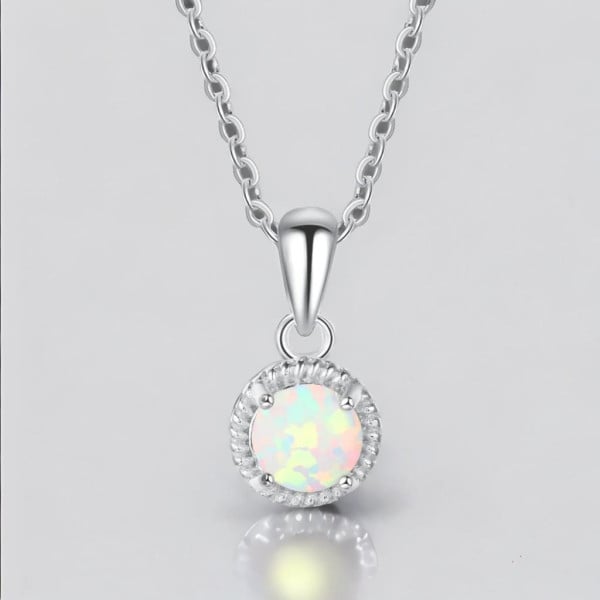 Pendentif chaine argent rhodie opale zirconium