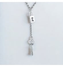 Pendentif collier clef cadenas argent