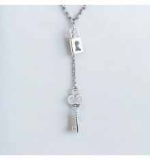 Silver padlock key necklace pendant
