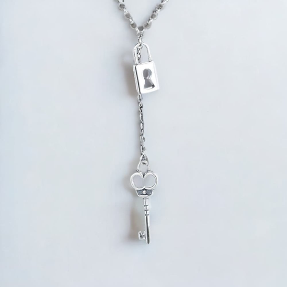 Zilveren hangslot sleutel ketting hanger