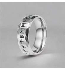 Men's ring with viking runes steel ring