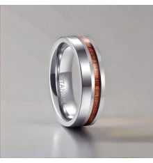Personalisierbarer Titan-Ehering mit Holzlinie Gravur