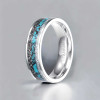 Anillo de boda personalizable en titanio y turquesa, grabado disponible