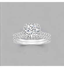 Anello di fidanzamento in argento 925 – Doppia fascia con zircone e incisione gratuita